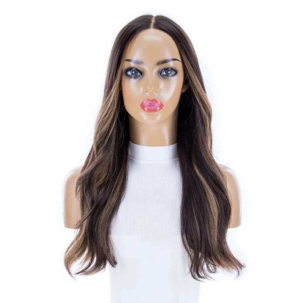 24" Divine Luxe Lace Top Topper #Dark Brown w/ Warm Balayage Wavy