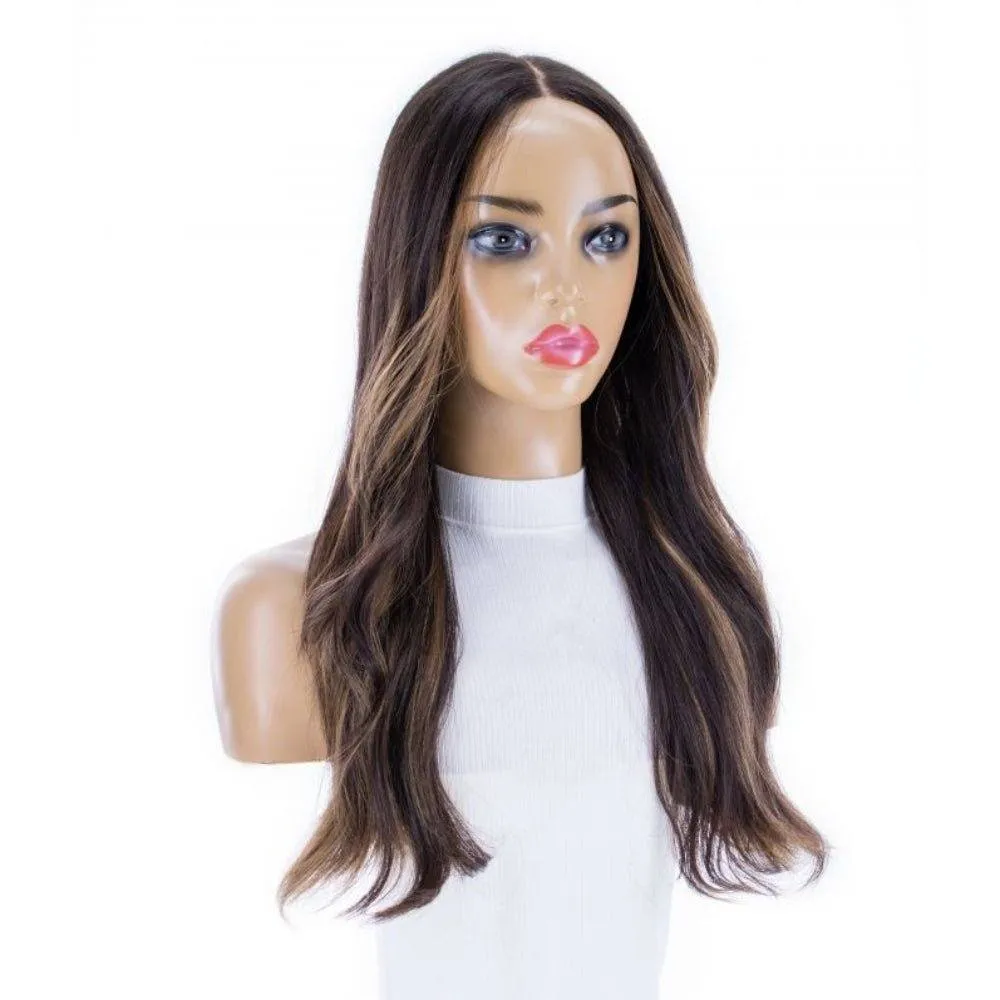 24" Divine Luxe Lace Top Topper #Dark Brown w/ Warm Balayage Wavy