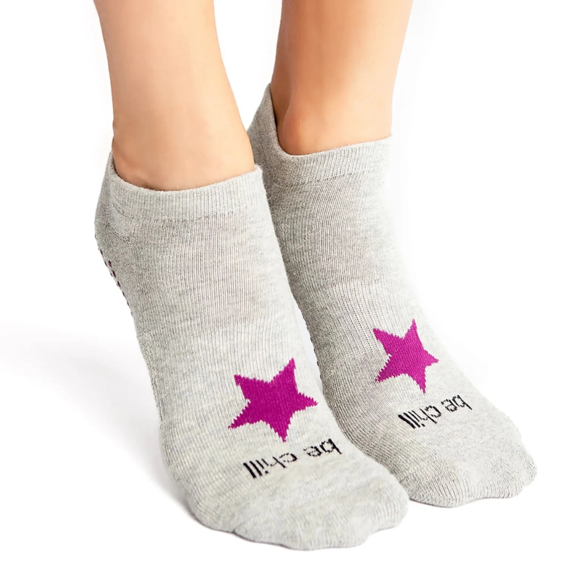 Be Chill - Heather Berry Star Grip Socks (Barre / Pilates)