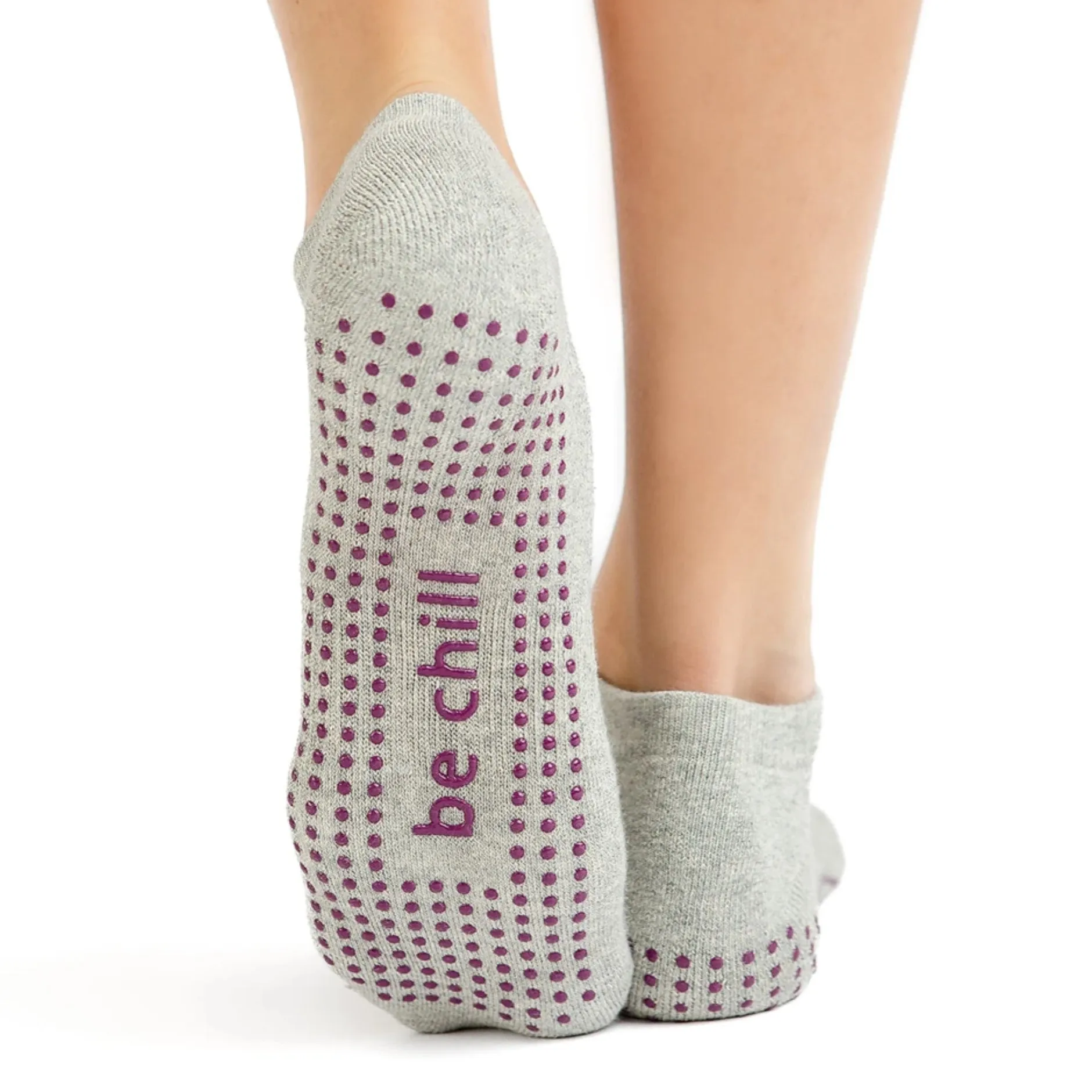 Be Chill - Heather Berry Star Grip Socks (Barre / Pilates)
