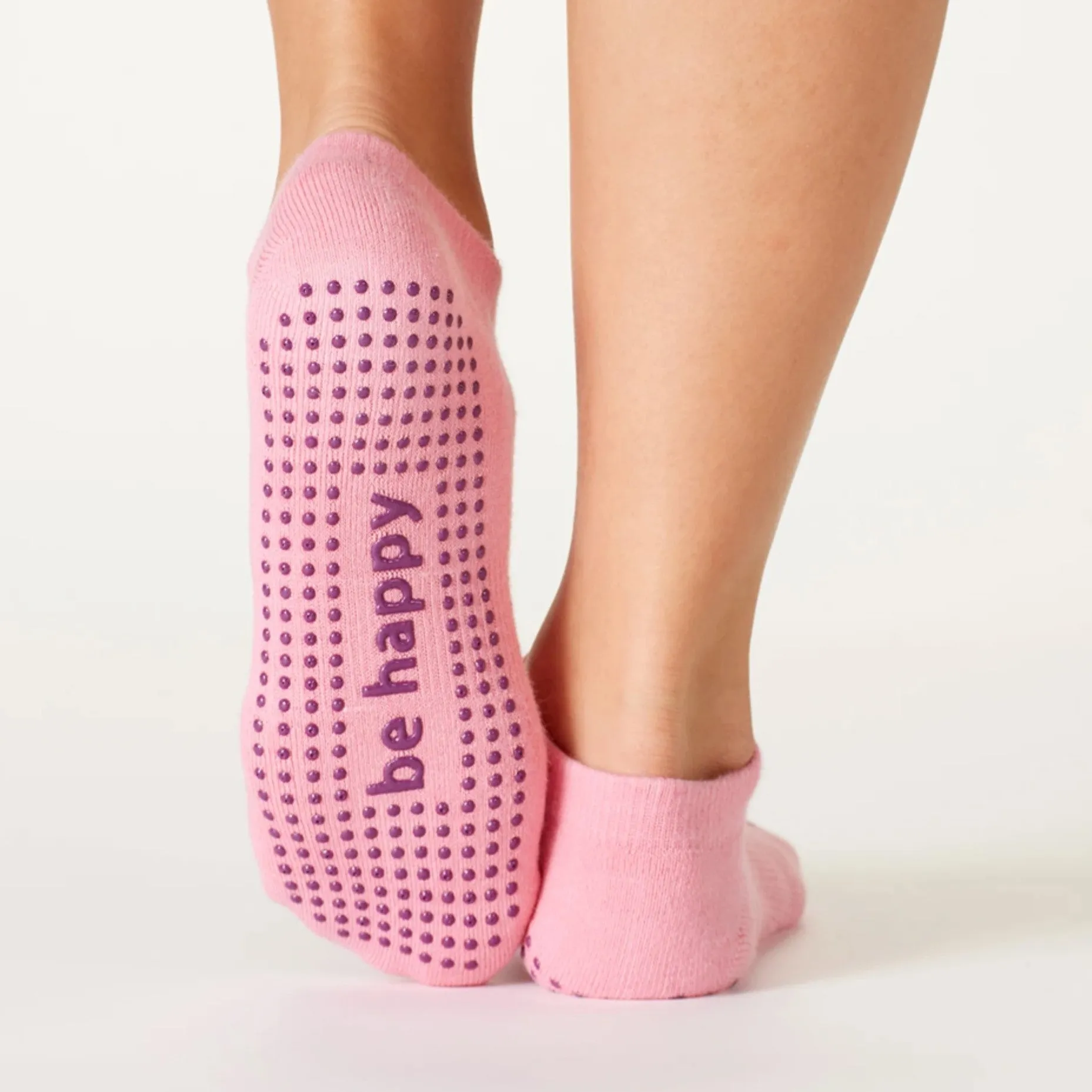 Be Happy - Flamingo/Acai Grip Socks (Barre / Pilates)