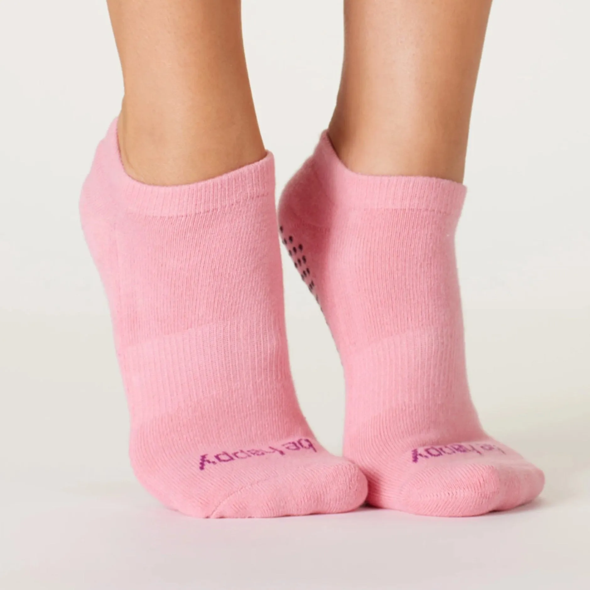 Be Happy - Flamingo/Acai Grip Socks (Barre / Pilates)