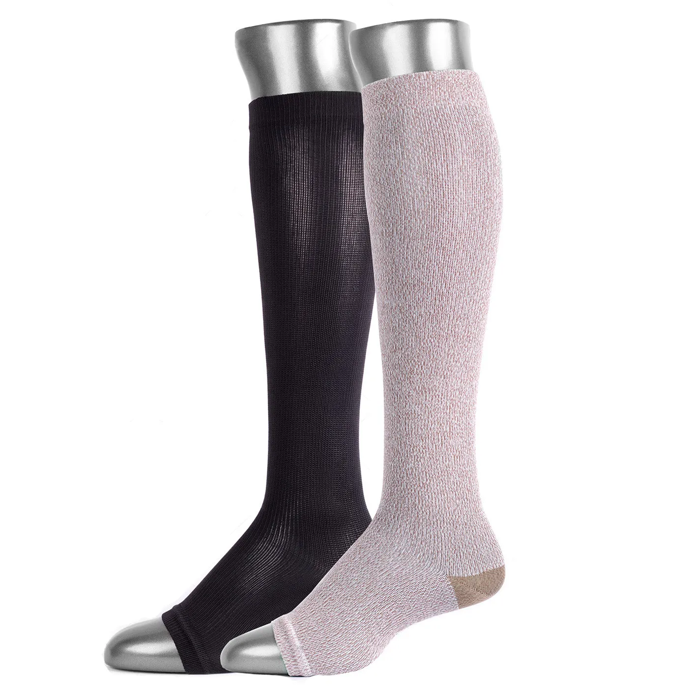 Be Shapy | Compression Socks Open Toes Knee High Leg Support | Medias de Compresión con Abertura en Dedos