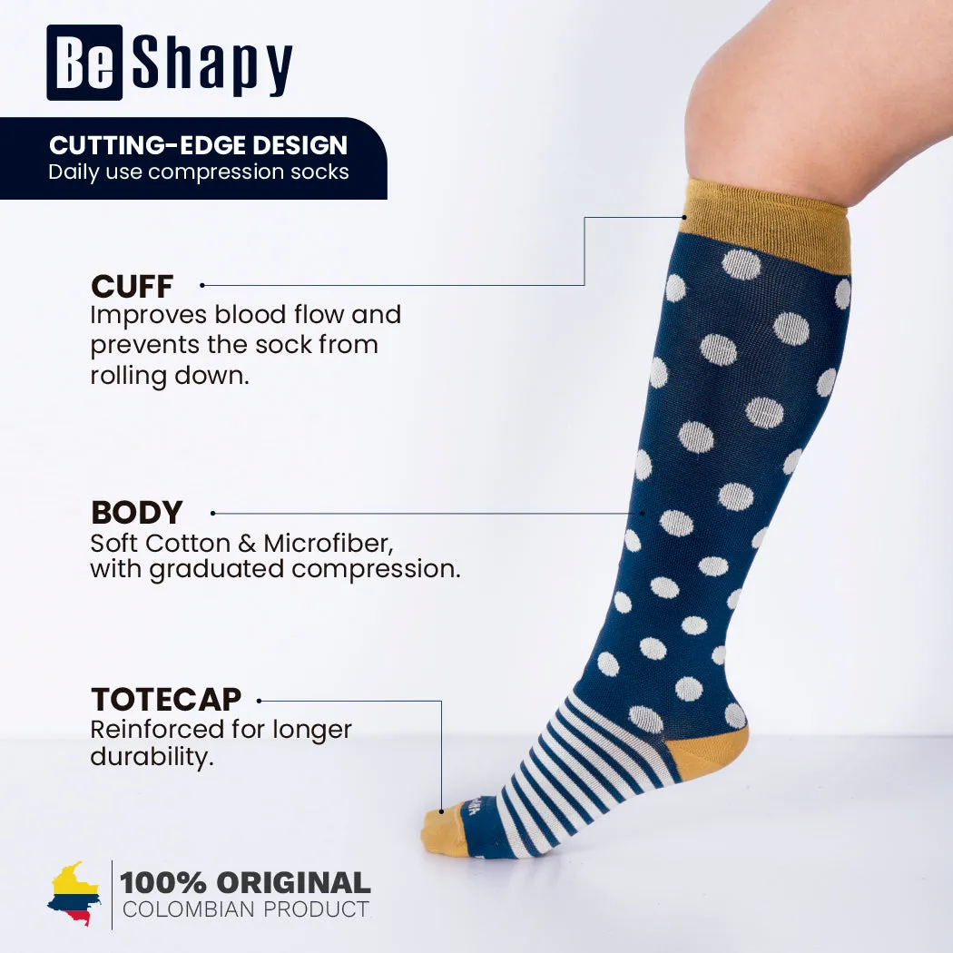 Be Shapy | Compression Socks Open Toes Knee High Leg Support | Medias de Compresión con Abertura en Dedos