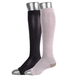 Be Shapy | Compression Socks Open Toes Knee High Leg Support | Medias de Compresión con Abertura en Dedos