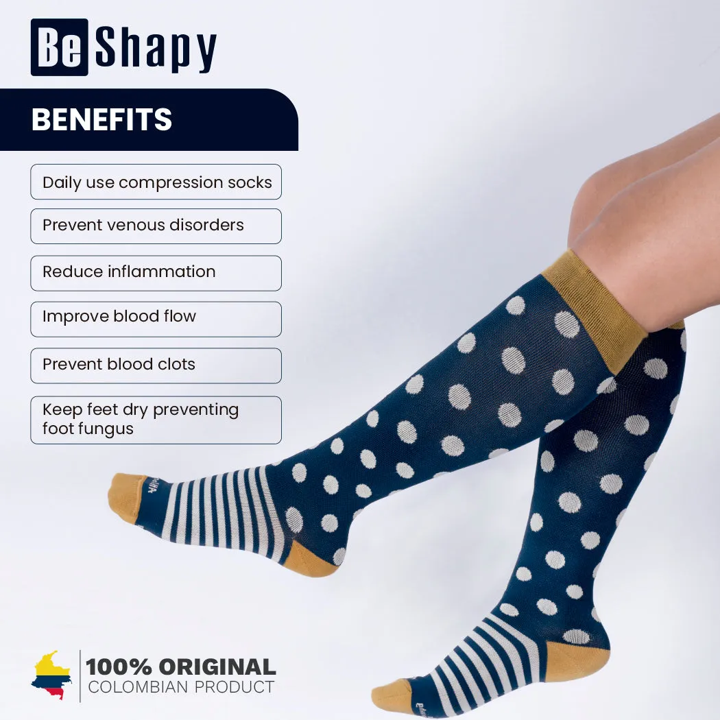 Be Shapy | Compression Socks Open Toes Knee High Leg Support | Medias de Compresión con Abertura en Dedos