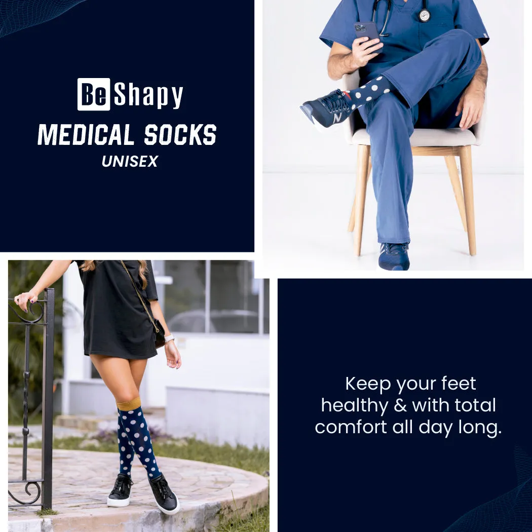 Be Shapy | Compression Socks Open Toes Knee High Leg Support | Medias de Compresión con Abertura en Dedos