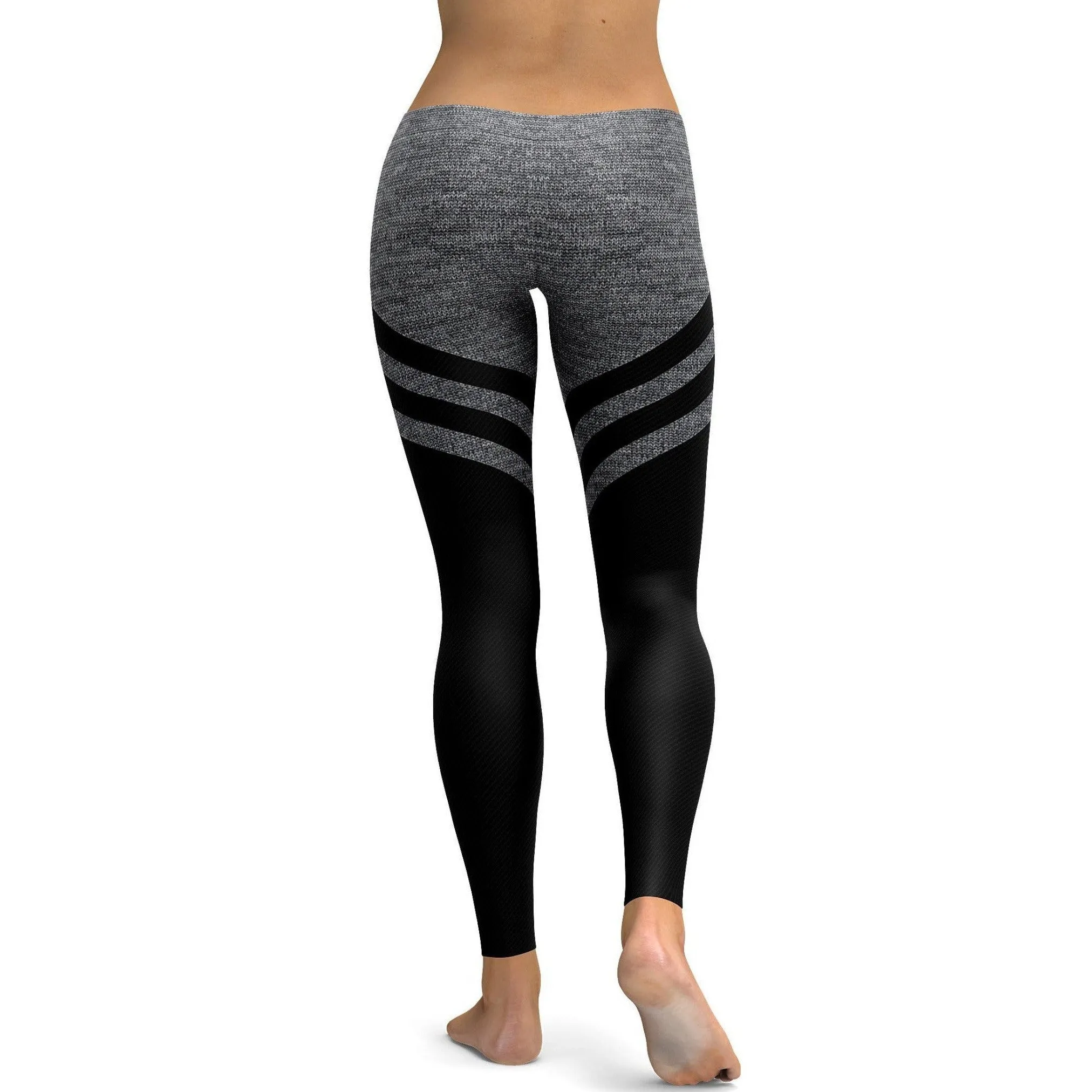 Black & Faux Heathered Stocking Leggings