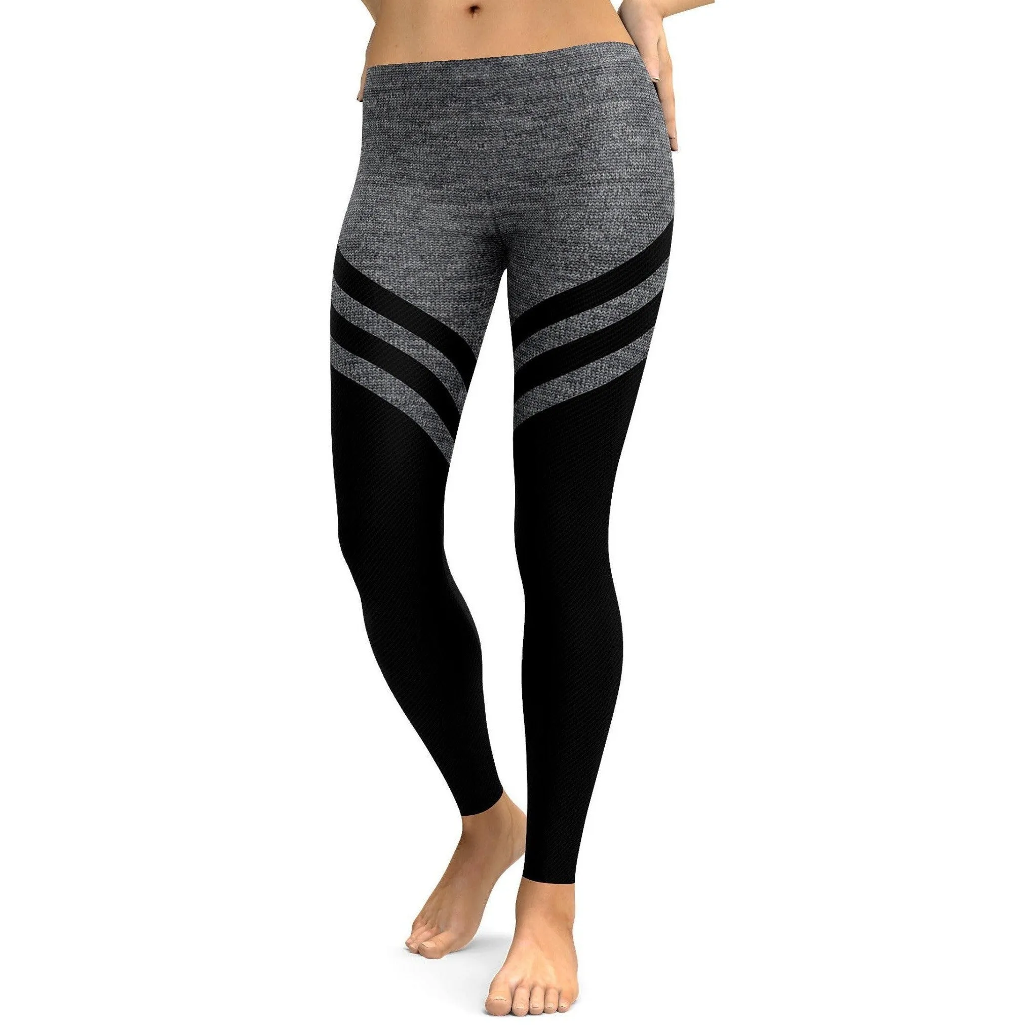 Black & Faux Heathered Stocking Leggings