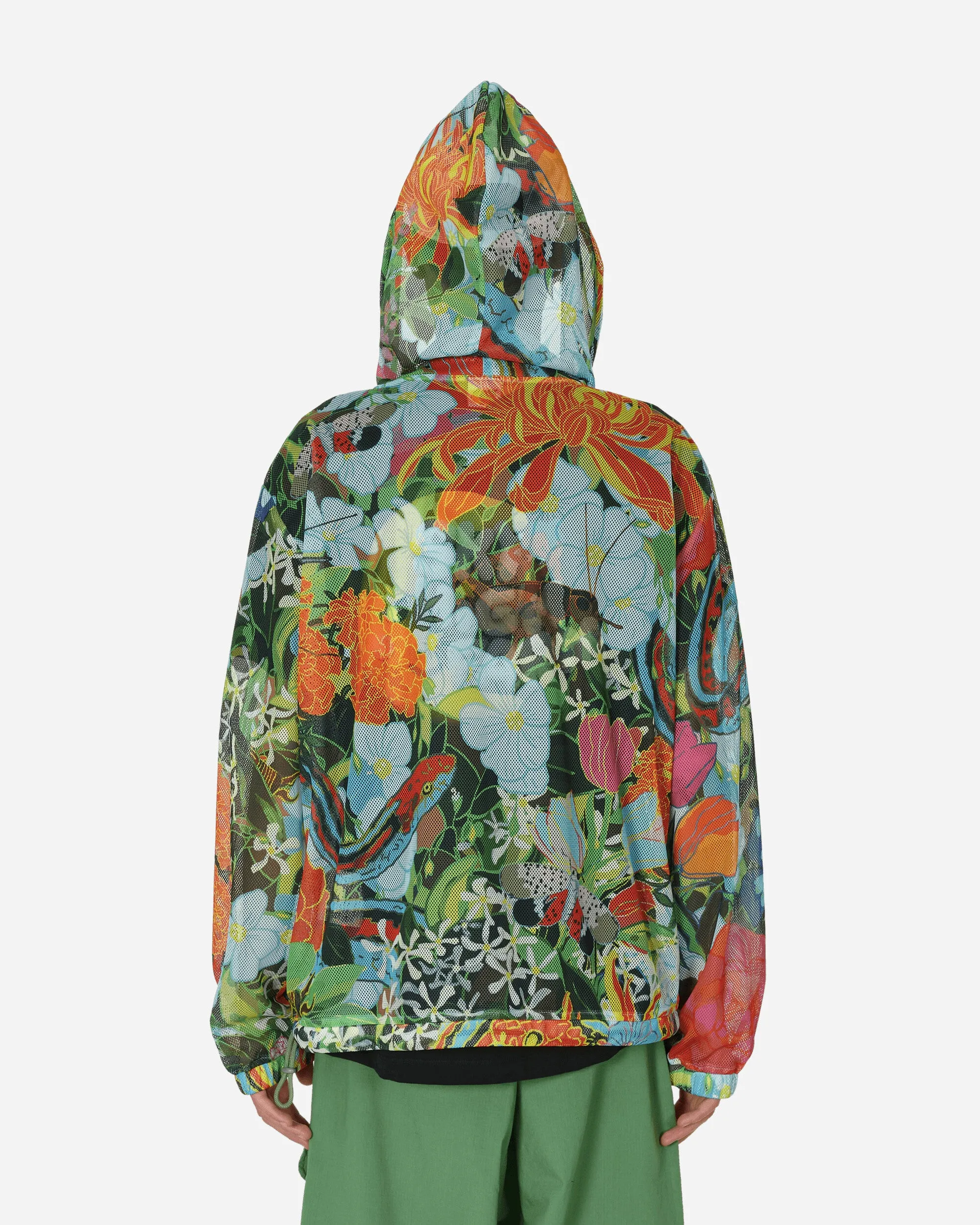 Camo Print Mesh Pullover Hoodie Multicolor