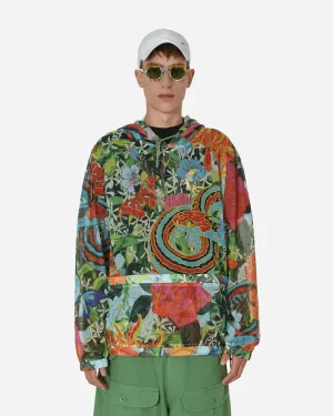 Camo Print Mesh Pullover Hoodie Multicolor
