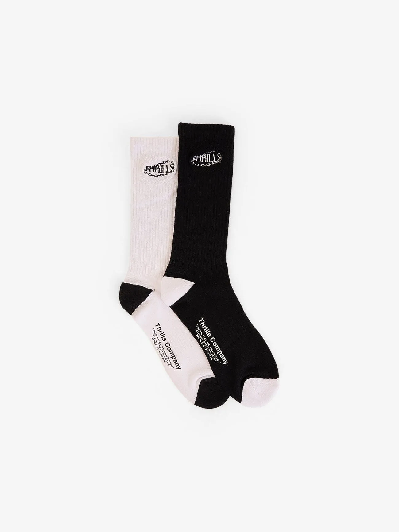 Chain Of Formation 2 Pack Sock - White - Black