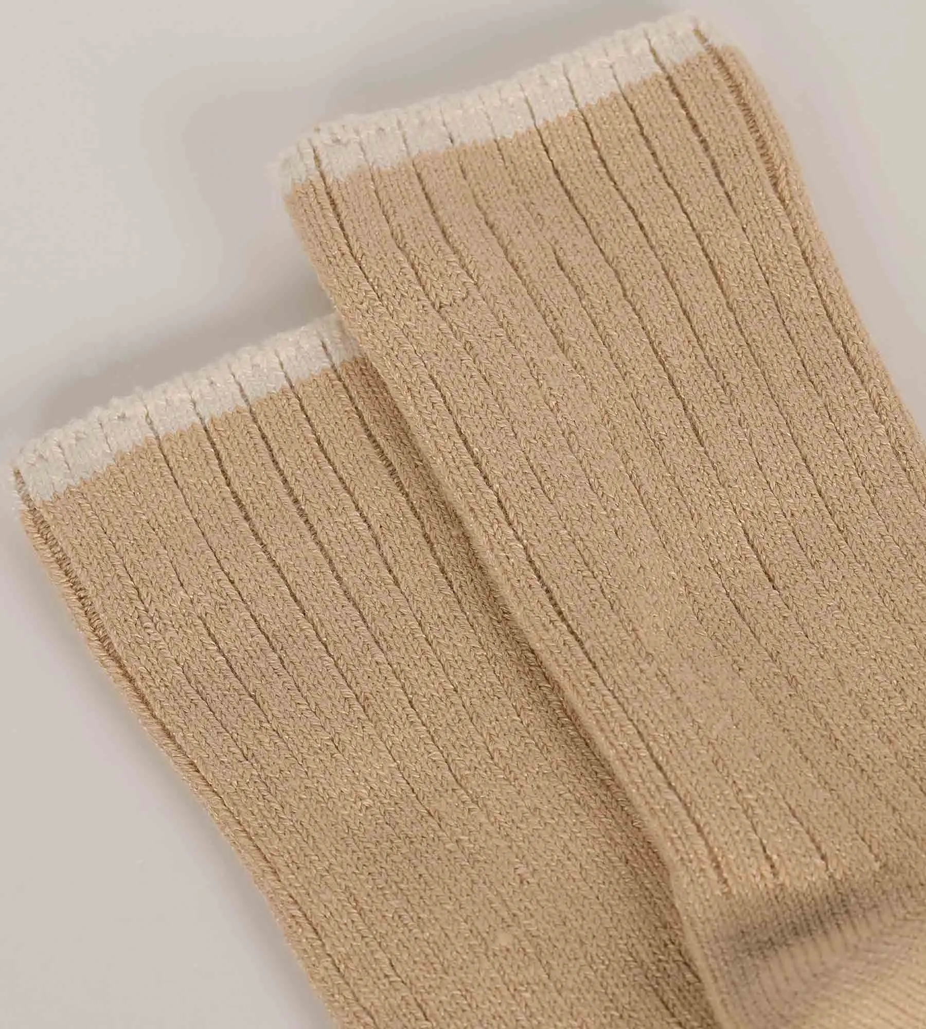 Chaussettes femme en maille côtelée unie Beige Vanille Dim Bambou