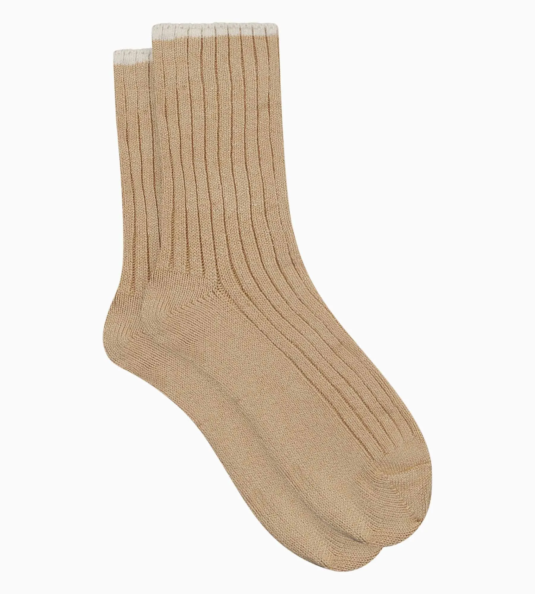 Chaussettes femme en maille côtelée unie Beige Vanille Dim Bambou