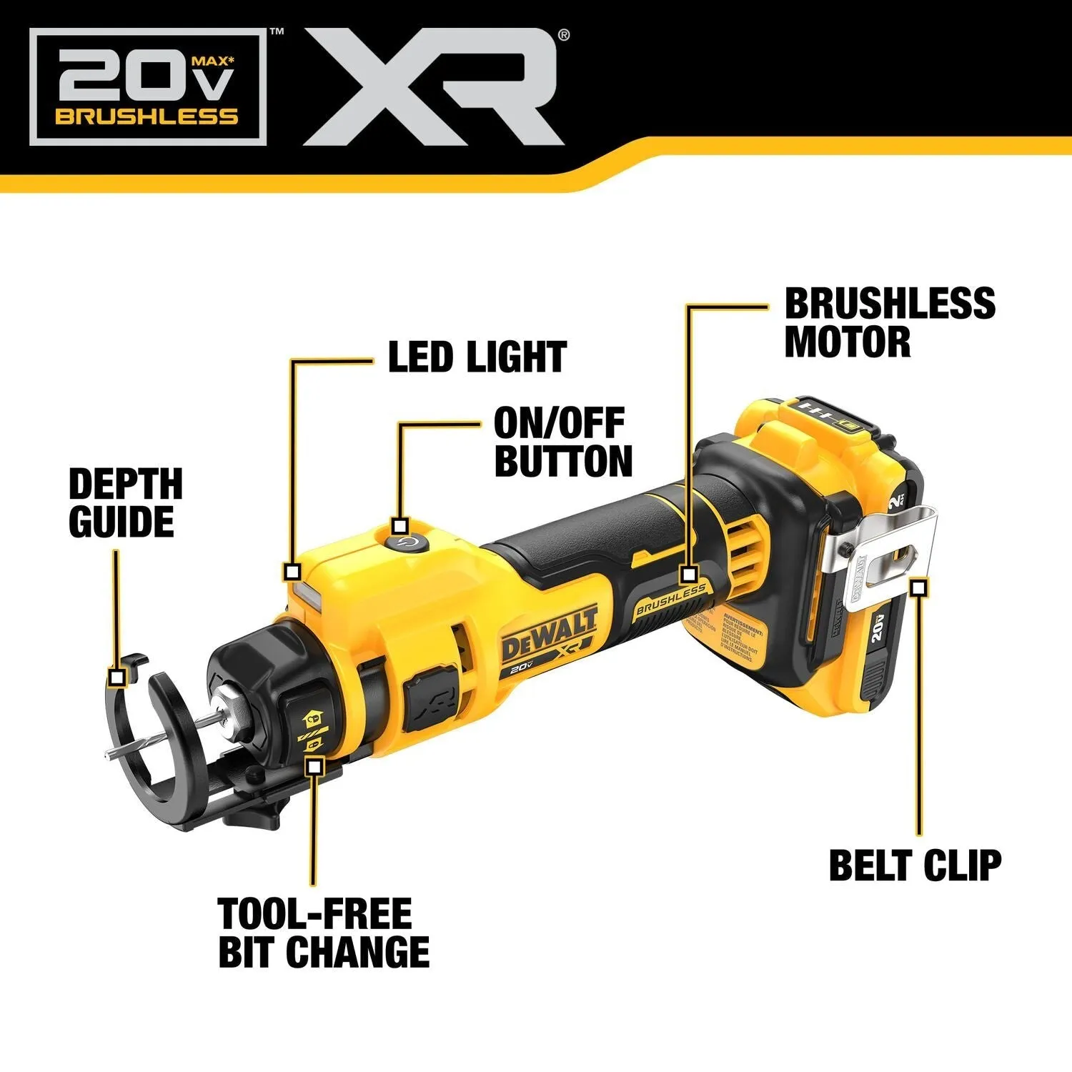 DEWALT DCK265D2-20V MAX* XR Brushless Drywall Screwgun and Cut-Out Tool Combo Kit (2.0Ah)