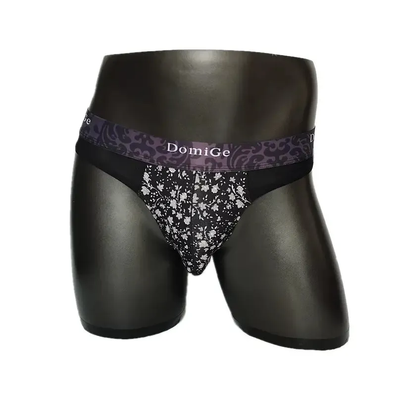 Domige Men's Thong String Underwear - Mesh G-String Briefs with Pouch Support