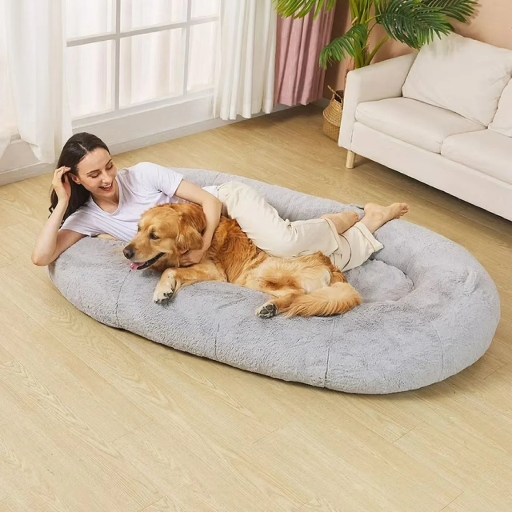 Fond & Found 990321184 Large Cozy Plush Pet Bed, 68" x 38" x 10"