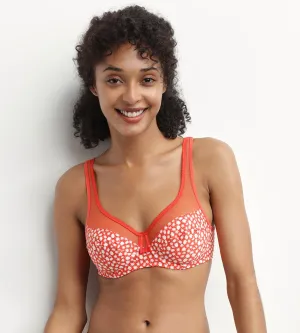 Full cup underwire floral bra in Red Generous Dim