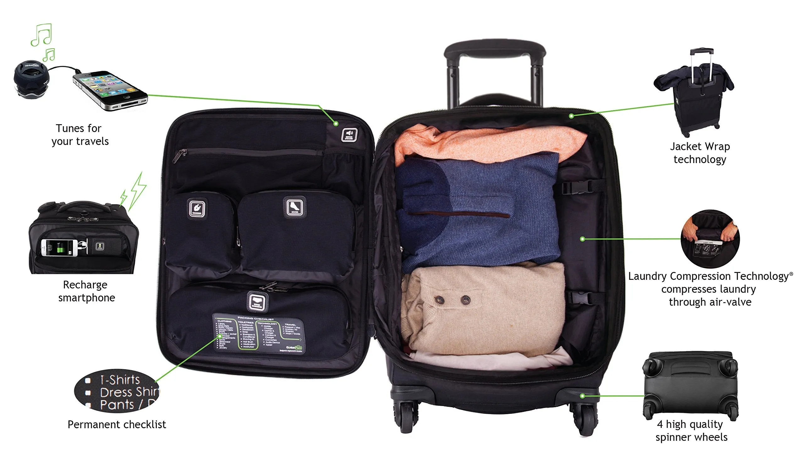 Genius Pack G4 22" 4-Wheel Carry-On Luggage