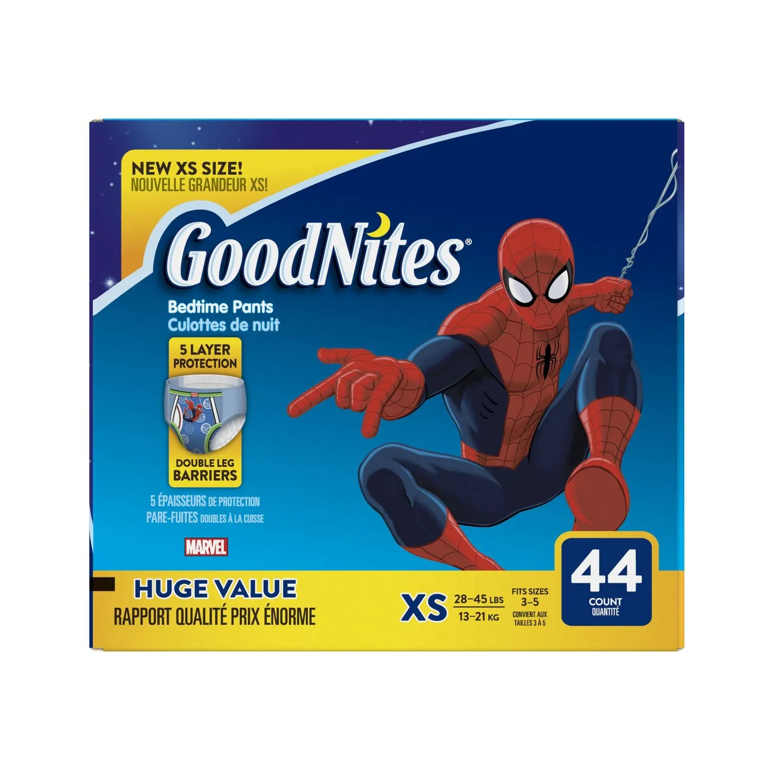 GoodNites Bedtime Pants S-M 38-65 lbs, 44 count- Characters Vary