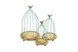 GREEN METAL FARMHOUSE BIRDCAGE PLANTER