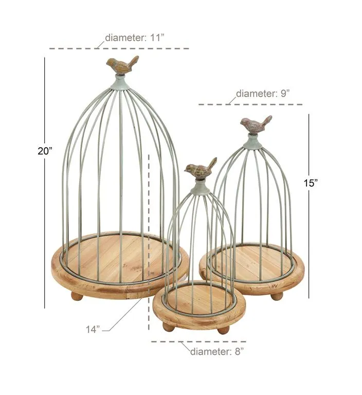 GREEN METAL FARMHOUSE BIRDCAGE PLANTER