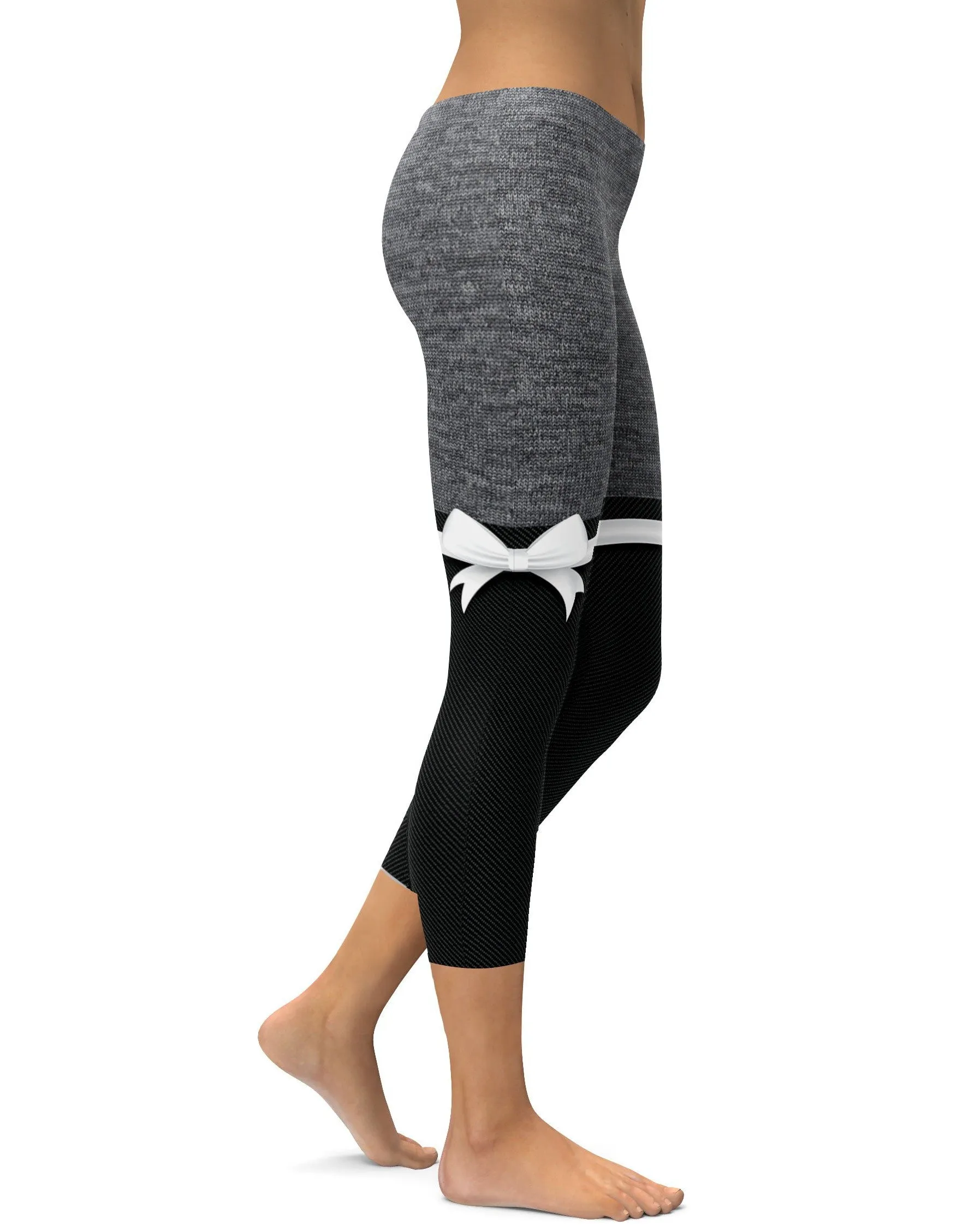 Grey Heathered Thigh High Bow Capris