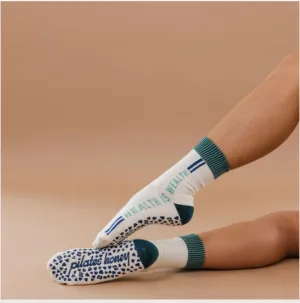 Health Is Wealth - Crew Grip Sock (Barre / Pilates)
