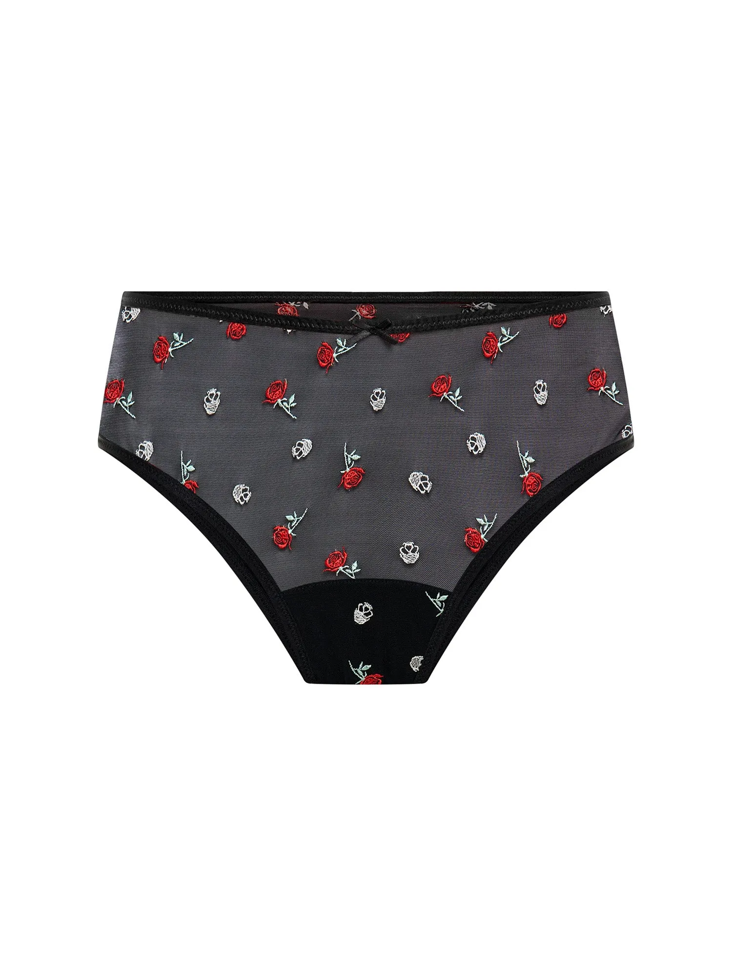 Intimates V Day Hi Waist Brief Moderate Black Rose