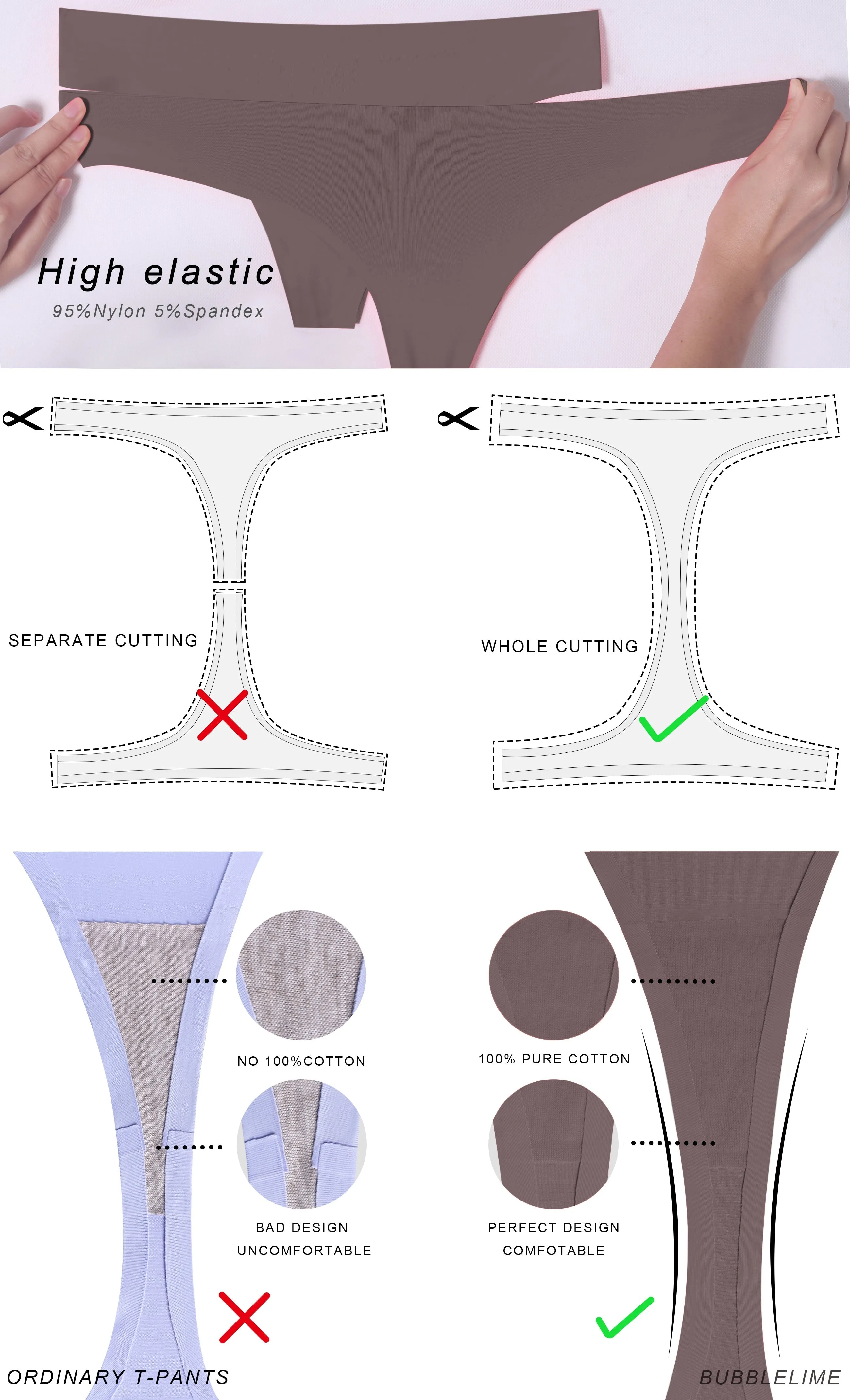 Invisibles Sports Thongs Underwear Brown_Plus Size