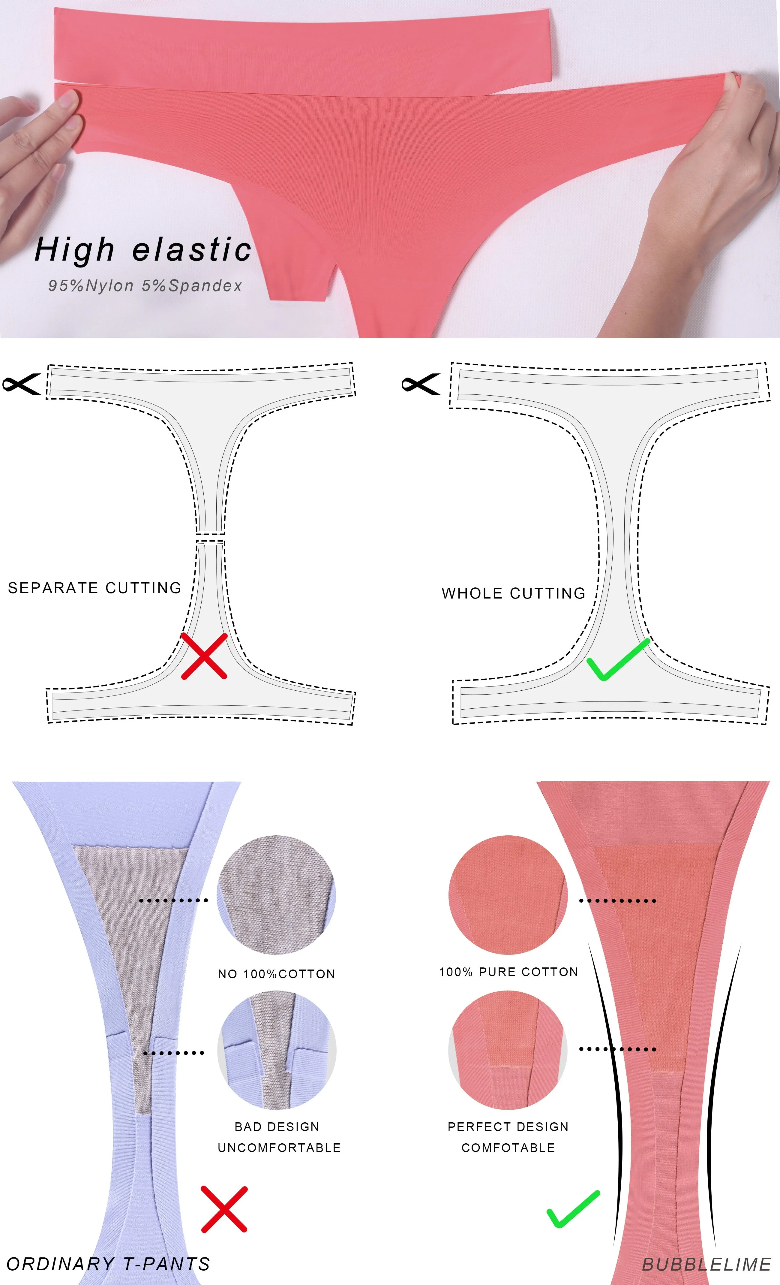 Invisibles Sports Thongs underwear Crushcoral ins_Plus Size
