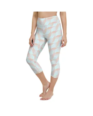 Light Blue & Apricot Wave Yoga Capris