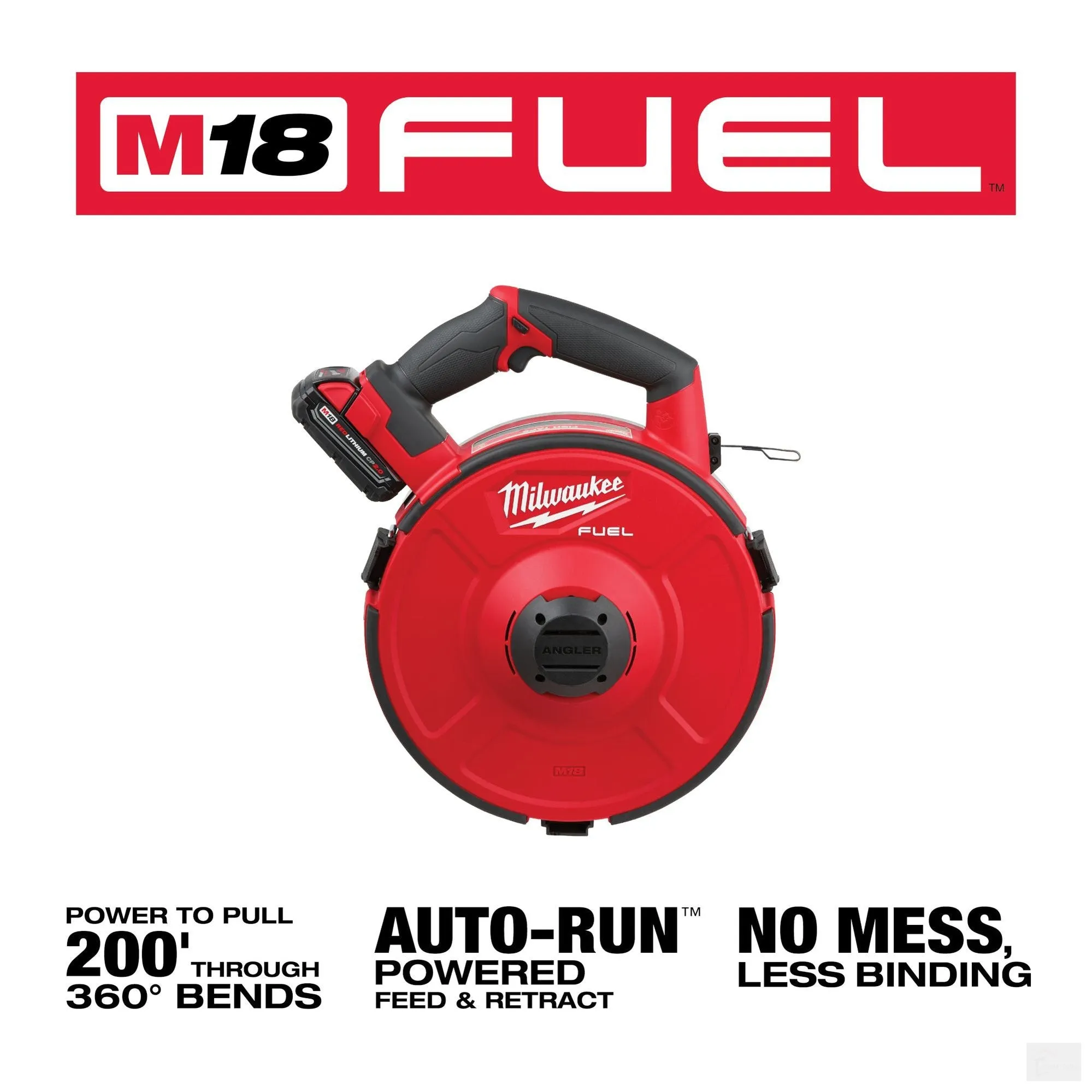 Milwaukee M18 FUEL™ ANGLER™ 240'ft Steel Pulling Fish Tape Kit (2873B-22)