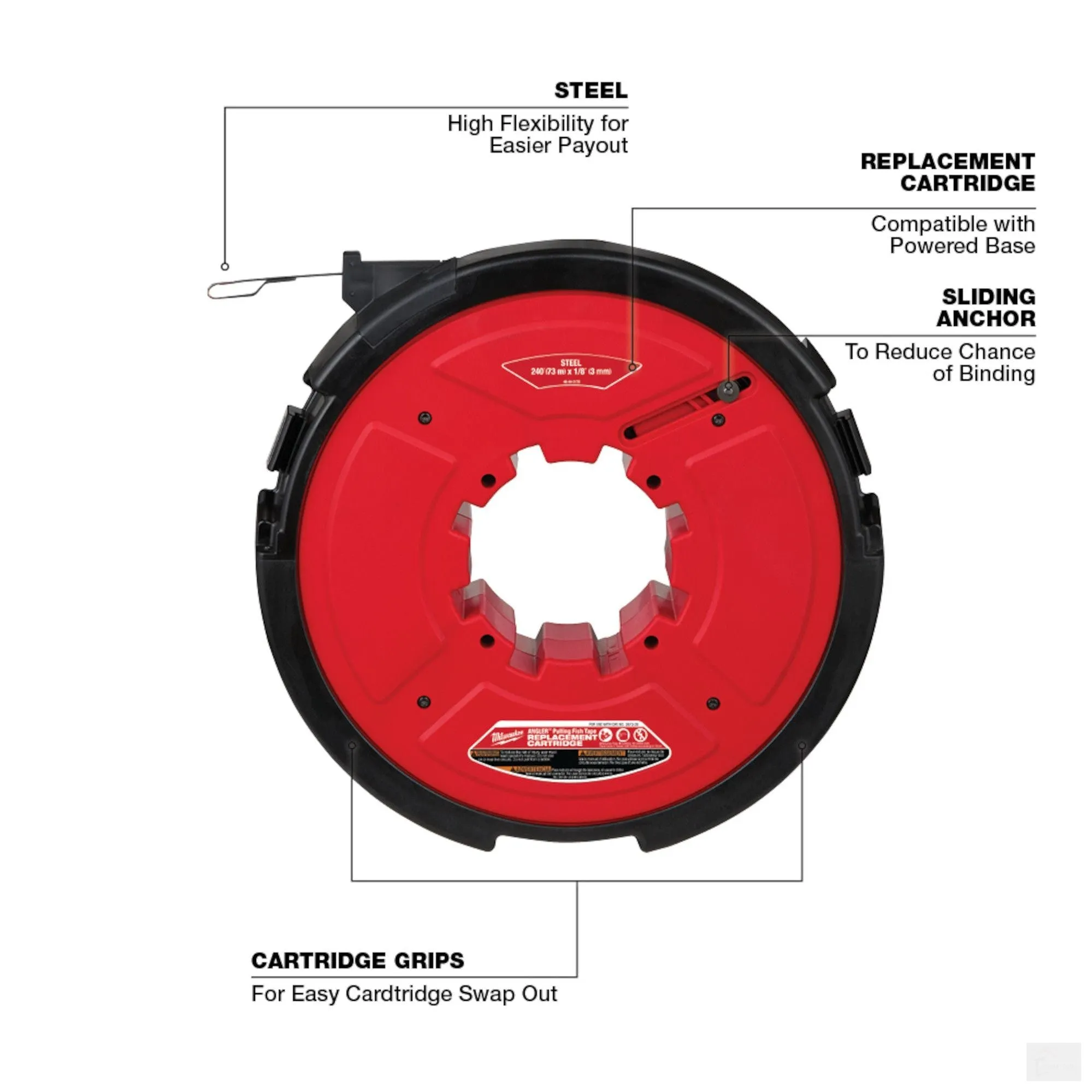 Milwaukee M18 FUEL™ ANGLER™ 240'ft Steel Pulling Fish Tape Kit (2873B-22)