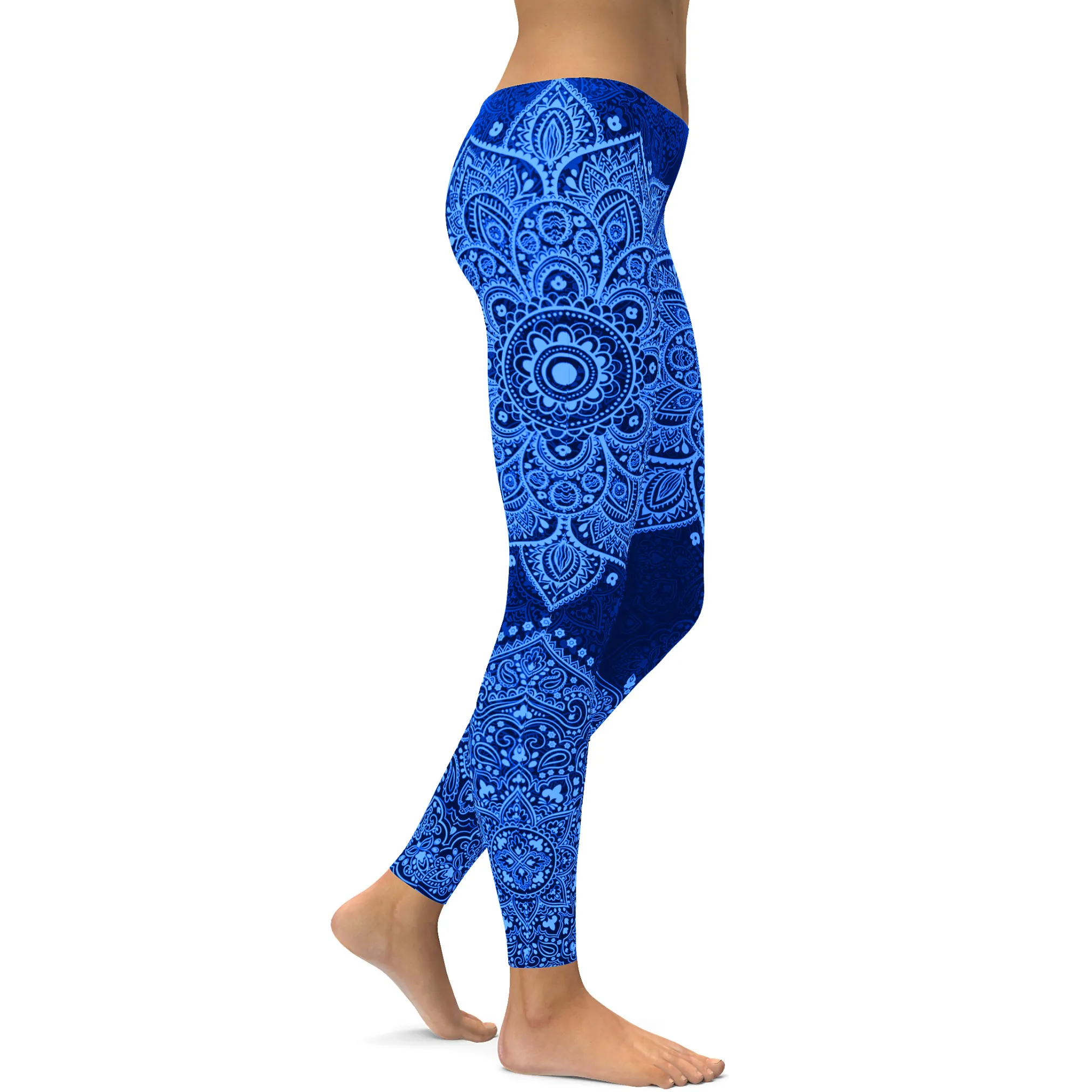 Navy and Light Blue Mandala Leggings