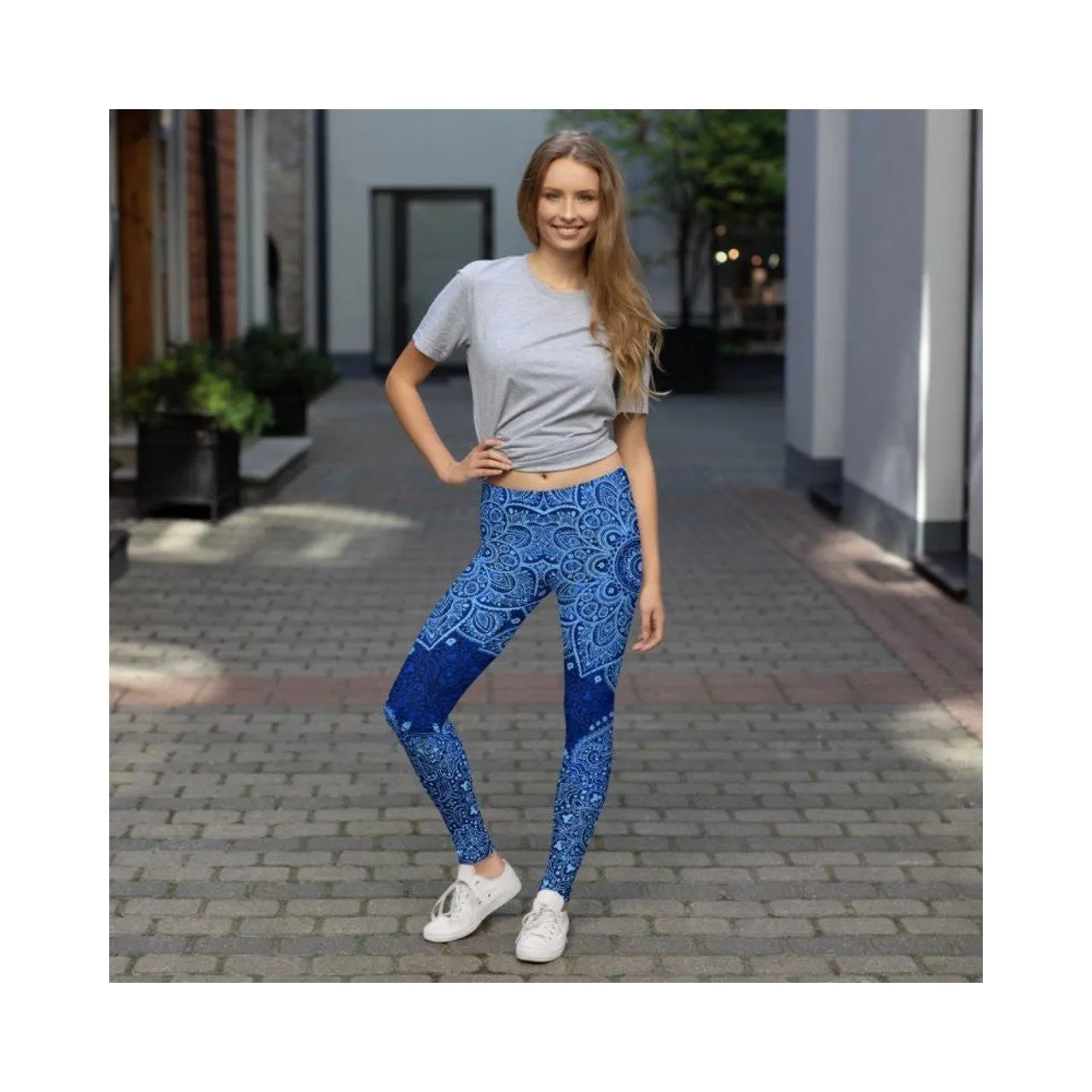 Navy and Light Blue Mandala Leggings