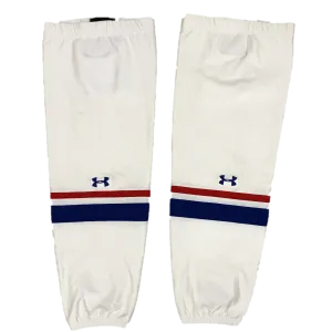 NCAA - Used Under Armour Pro Game Sock (White/Blue/Red Thin Stripe)