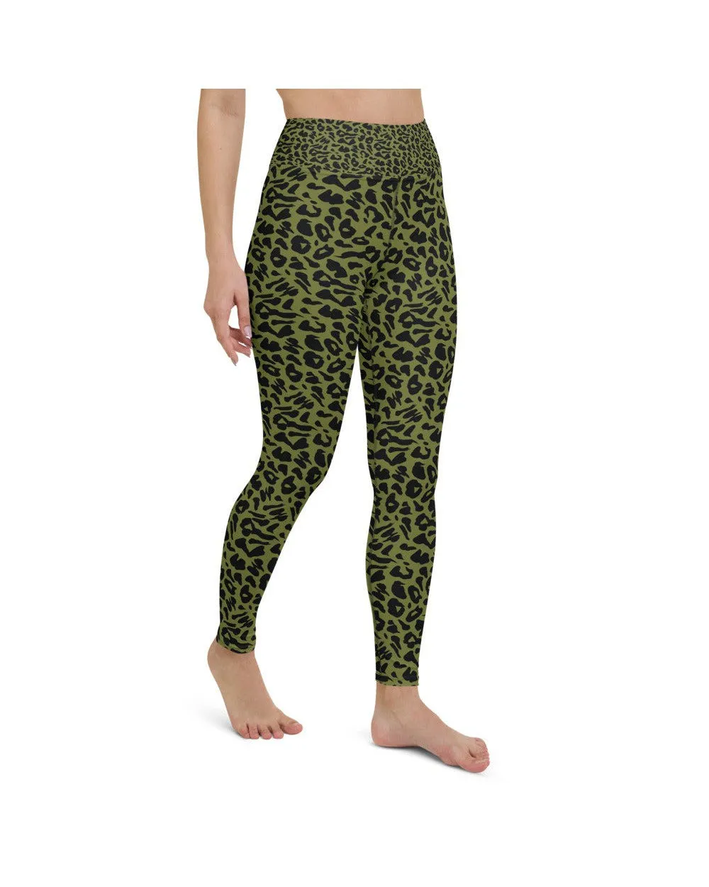 Olive Green Leopard Skin Yoga Pants