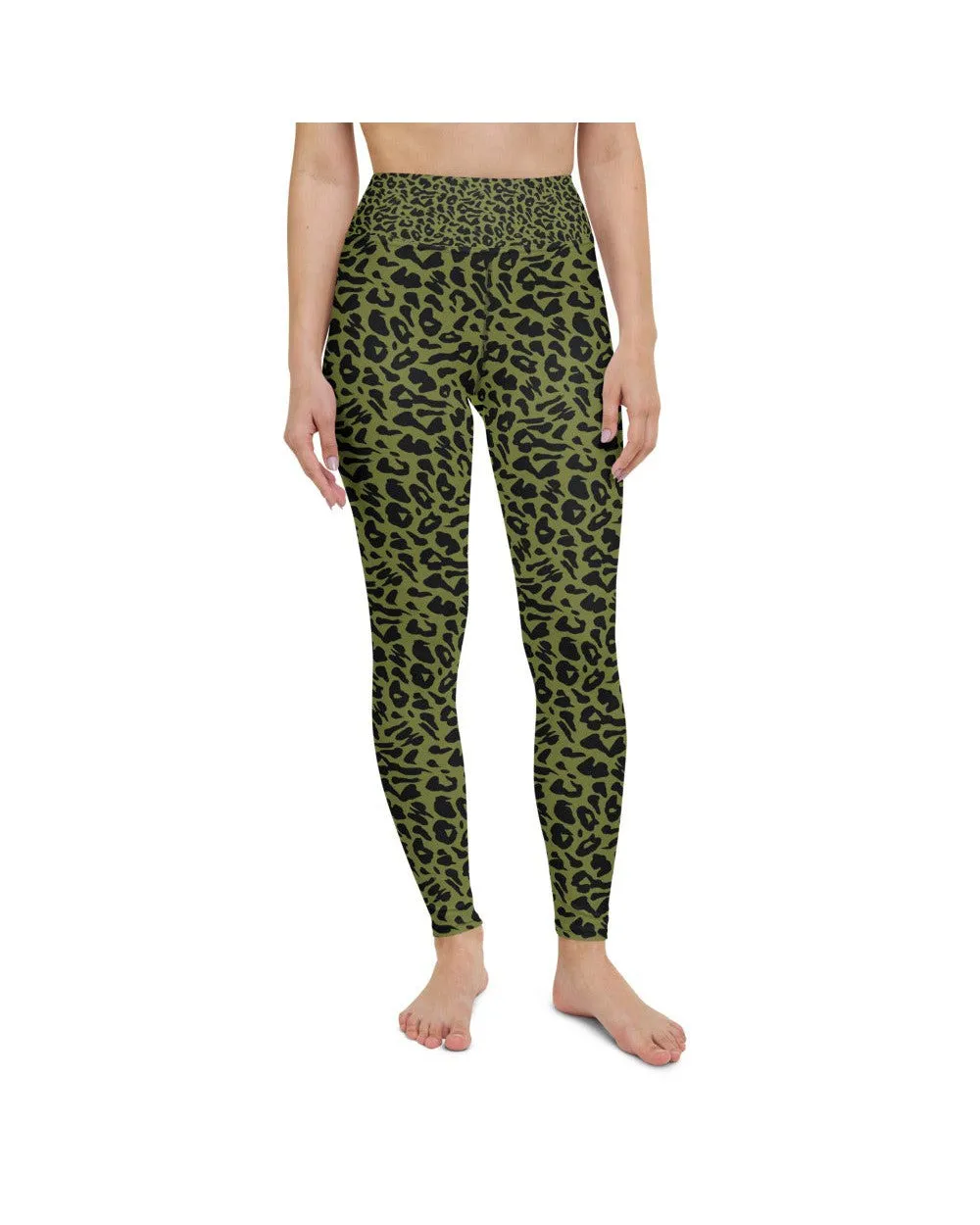 Olive Green Leopard Skin Yoga Pants