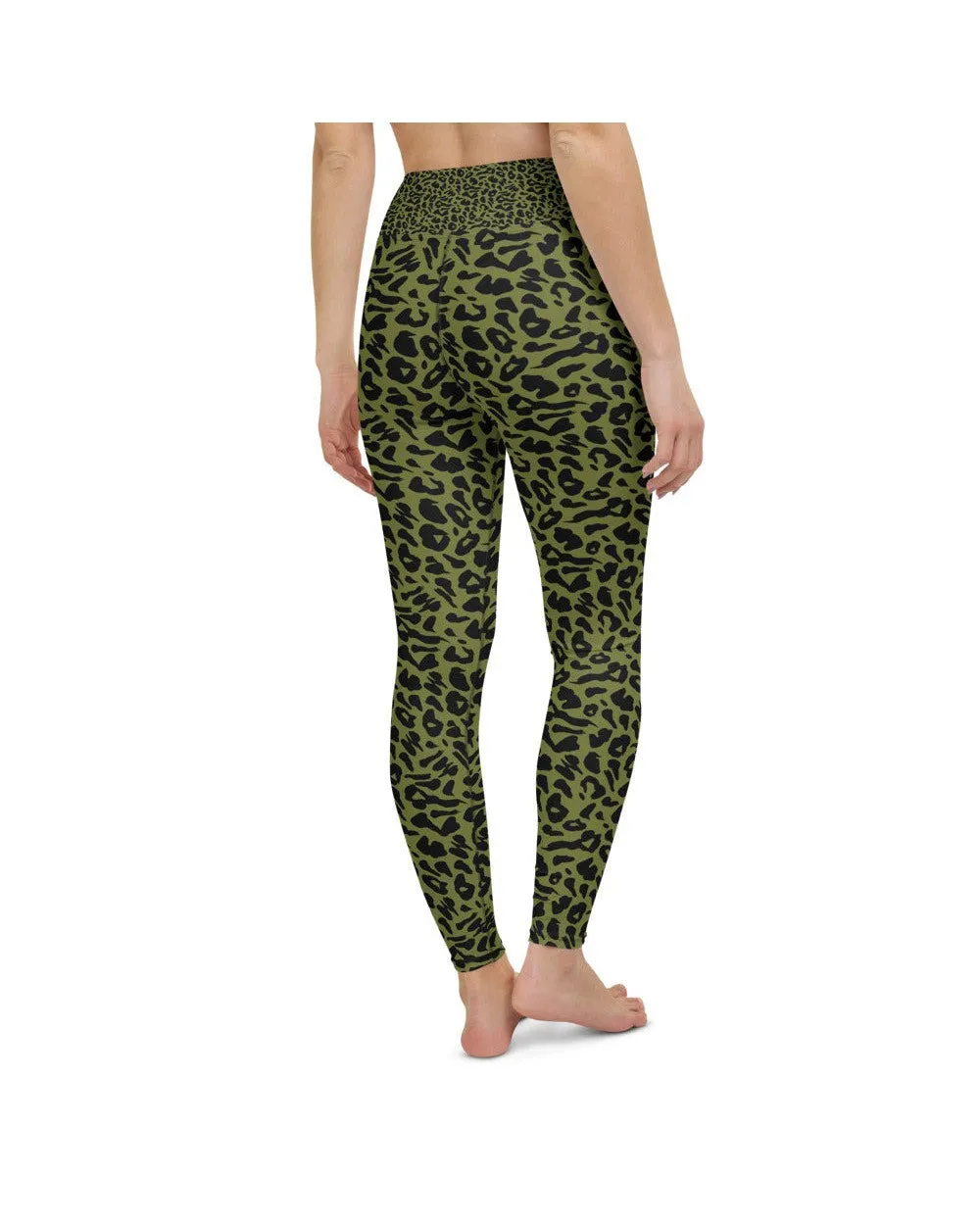 Olive Green Leopard Skin Yoga Pants