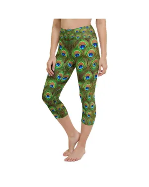 Peacock Feathered Yoga Capris