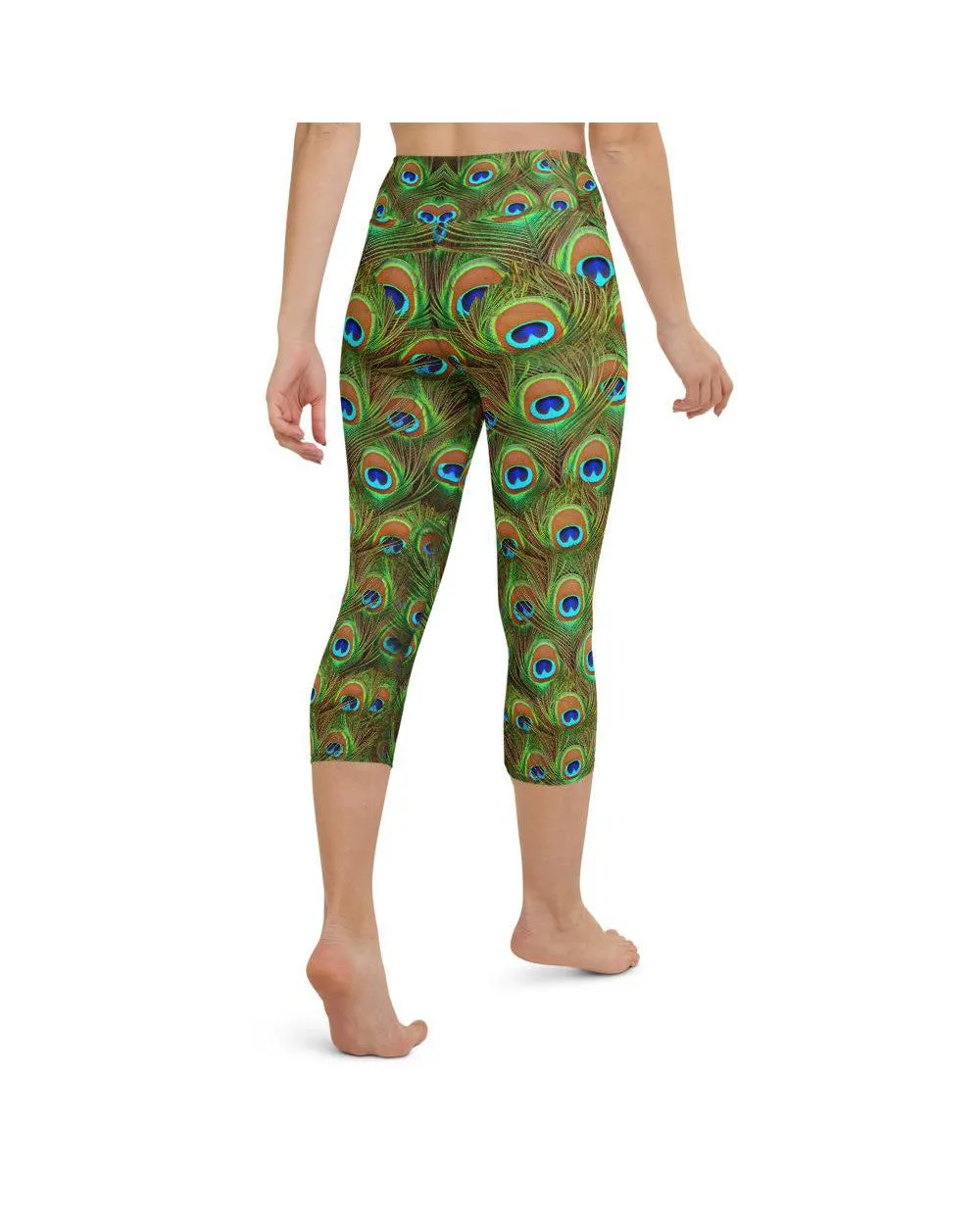 Peacock Feathered Yoga Capris