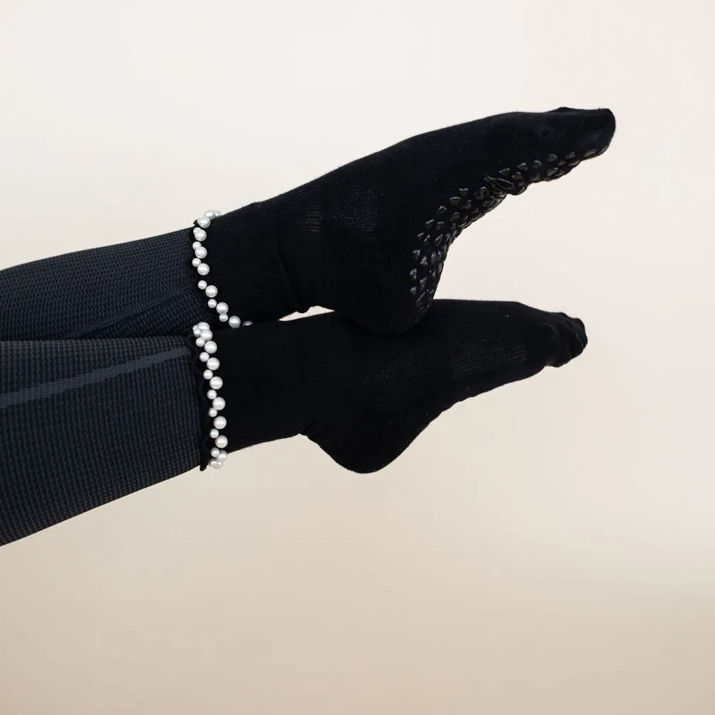 Pretty In Pearls - Crew Grip Sock (Barre / Pilates)