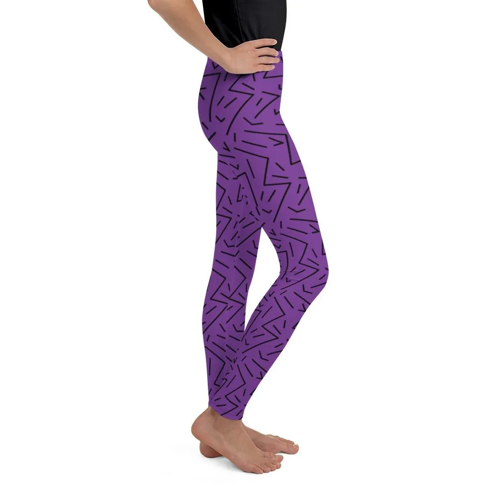 Purple Black Line Youth Leggings