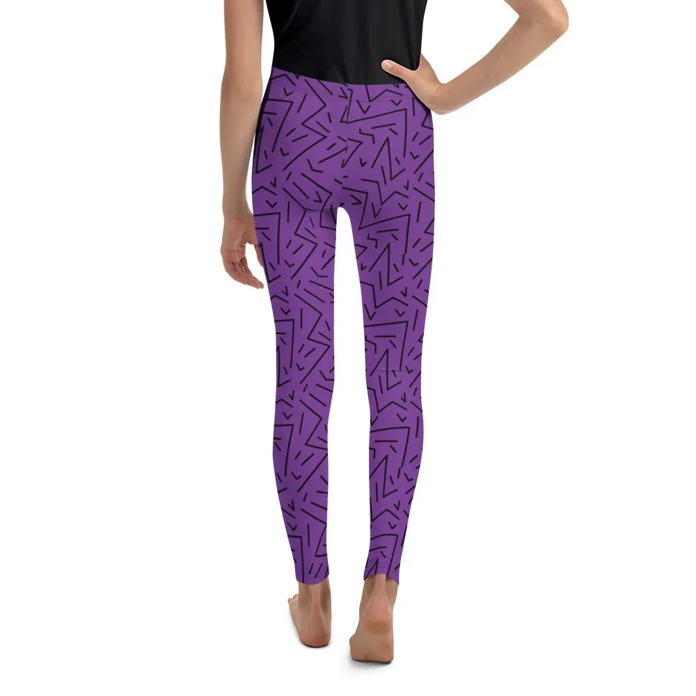 Purple Black Line Youth Leggings