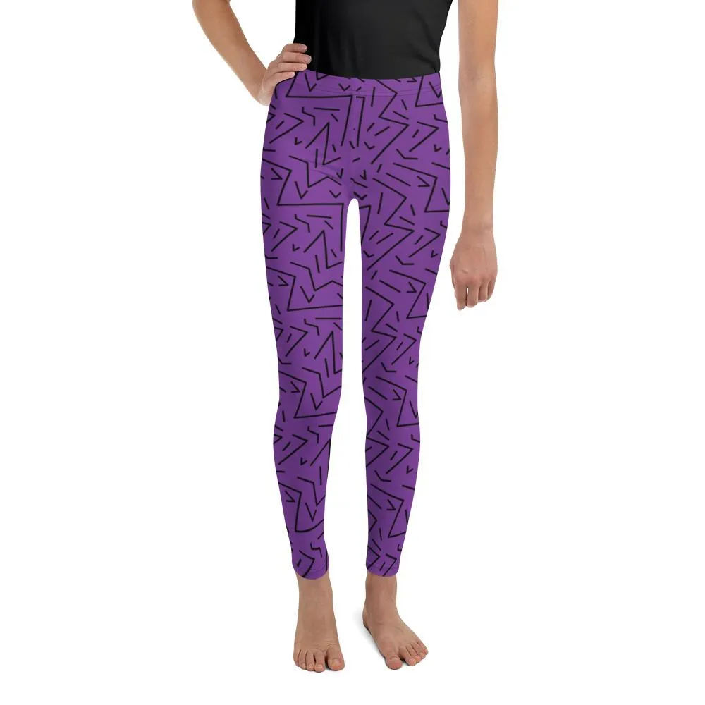 Purple Black Line Youth Leggings
