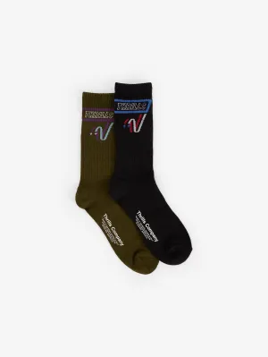 Ribbon Cutter 2 Pack Sock - Ivy Green - Black