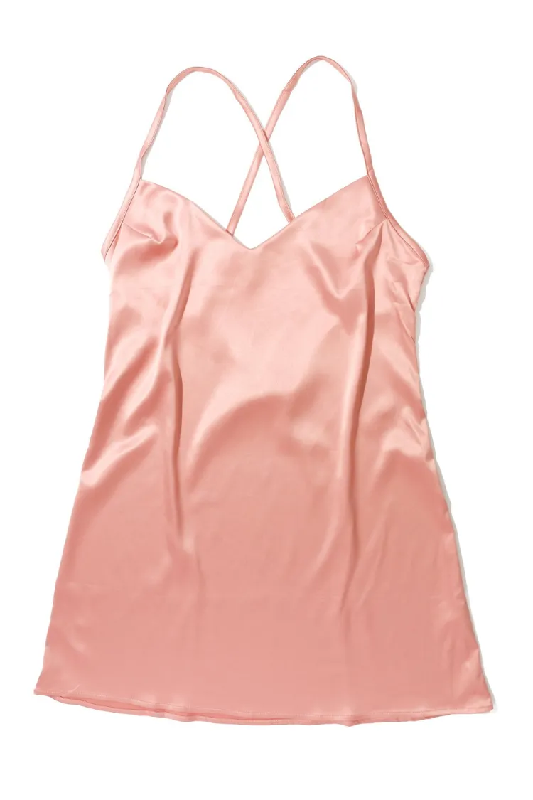 Rosalie Satin Sleep Chemise in Pink