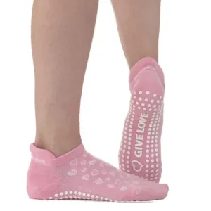 Roxy Tab Back Grip Socks - White Pink (Pilates & Barre)