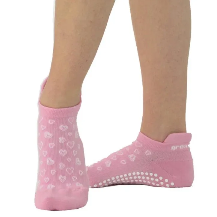 Roxy Tab Back Grip Socks - White Pink (Pilates & Barre)